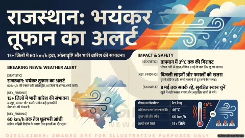 राजस्थान में तेज आंधी-बारिश और ओलावृष्टि का खतरा, कई जिलों में ऑरेंज अलर्ट जारी