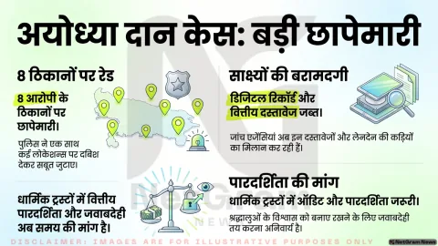 अयोध्या दान हेराफेरी केस में आठ आरोपियों के ठिकानों पर छापे, धार्मिक ट्रस्टों की पारदर्शिता पर फिर उठे सवाल
