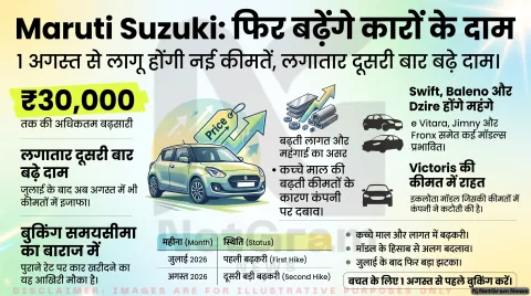 31 जुलाई से पहले खरीद लें मारुति कार! 1 अगस्त से बदल जाएंगे रेट्स, जानिए Swift, Brezza और Baleno की नई कीमतें