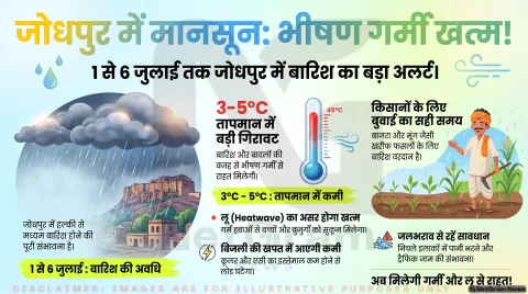 जोधपुर में मानसून की दस्तक, 1 से 6 जुलाई तक बारिश की संभावना; गर्मी से मिलेगी राहत