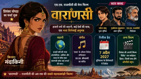 प्रियंका चोपड़ा का 'वाराणसी' से फर्स्ट लुक जारी, एस.एस. राजामौली की मेगा फिल्म में निभाएंगी 'मंदाकिनी' का किरदार