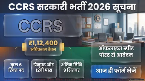 CCRS Recruitment 2026 Alert: LDC, UDC और सोशल वर्कर के पदों पर ऑफलाइन आवेदन तुरंत भेजें स्पीड पोस्ट