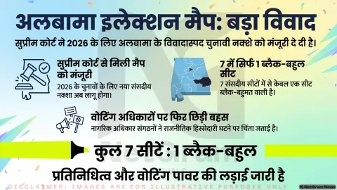 अलबामा के नए चुनावी नक्शे पर विवाद, ब्लैक वोटरों के प्रतिनिधित्व को लेकर बढ़ी बहस