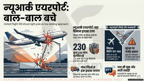 न्यूआर्क एयरपोर्ट पर बड़ा विमान हादसा टला — लैंडिंग के दौरान लाइट पोल से टकराया विमान