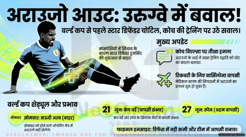 विश्व कप से पहले उरुग्वे में बढ़ी चिंता, रोनाल्ड अराउजो के चोटिल होने पर भाई ने कोच मार्सेलो बिएल्सा पर साधा निशाना