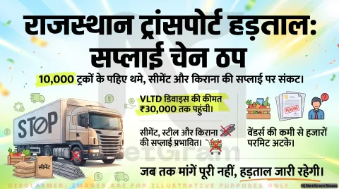 जोधपुर में ट्रांसपोर्ट हड़ताल का असर गहराया, सीमेंट-स्टील से लेकर किराना तक की सप्लाई प्रभावित