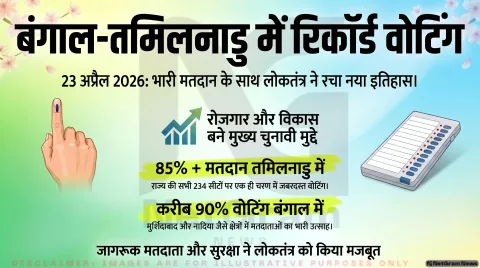 बंगाल–तमिलनाडु चुनाव 2026: रिकॉर्ड वोटिंग, शांतिपूर्ण मतदान का दावा