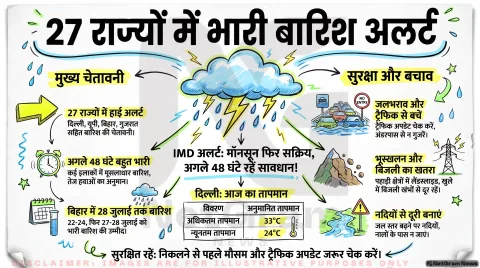 Delhi-NCR & UP Rain Alert: दिल्ली में छाए बादल, यूपी-बिहार में भारी बारिश की चेतावनी; देखें आज का पूरा वेदर अपडेट