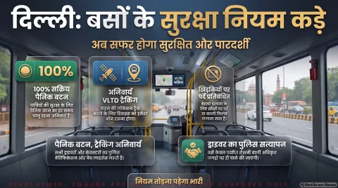 पैनिक बटन, VLTD और पर्दे हटाने को लेकर सख्त निर्देश; तुरंत पढ़ें नई परिवहन गाइडलाइंस : Delhi Bus Safety Alert