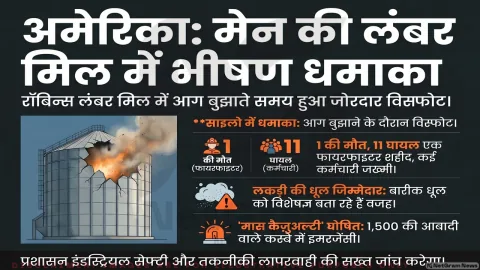 अमेरिका के मेन में लंबर मिल में भीषण धमाका, आग बुझाते वक्त फायरफाइटर की मौत, कई लोग घायल