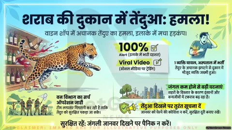Leopard Attack Live: वाइन शॉप में तेंदुए के हमले का खौफनाक वीडियो वायरल, वन विभाग का कॉम्बिंग ऑपरेशन शुरू