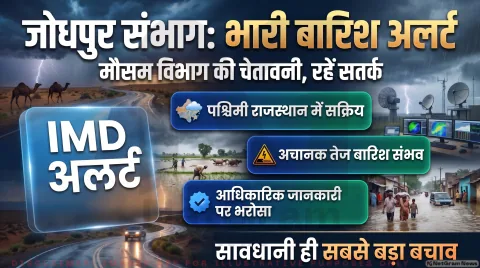 Jodhpur Rain Alert : जलभराव और अचानक तेज बारिश की आशंका; तुरंत पढ़ें IMD की आधिकारिक चेतावनी