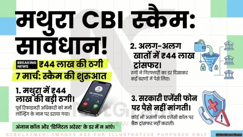 मथुरा में साइबर ठगी: ‘CBI अधिकारी’ बनकर ठगों ने पूर्व रिफाइनरी अधिकारी से 44 लाख रुपये ऐंठे