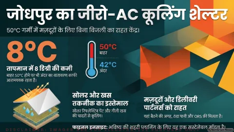 50 डिग्री की आग उगलती गर्मी में जोधपुर का ‘जीरो-AC’ शेल्टर बना राहत की सांस, मजदूरों और डिलीवरी बॉय के लिए जीवनदान जैसी पहल