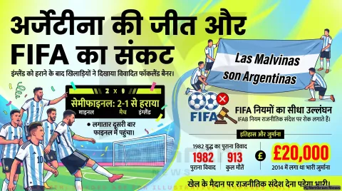 इंग्लैंड पर जीत के बाद फॉकलैंड द्वीप का बैनर दिखाने पर अर्जेंटीना पर FIFA की कार्रवाई का खतरा