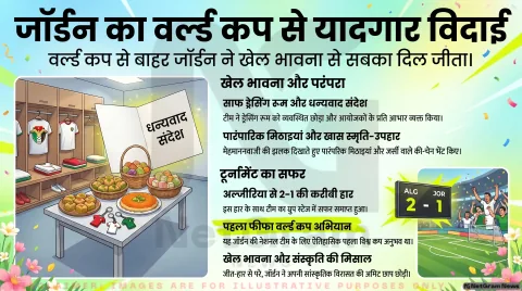 जॉर्डन टीम ने विश्व कप से विदाई पर छोड़ा धन्यवाद संदेश, ड्रेसिंग रूम में मिठाइयां और उपहार भी रखे