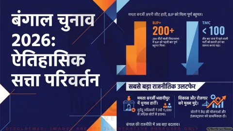 पश्चिम बंगाल चुनाव 2026: पहली बार BJP की सत्ता, ममता बनर्जी को बड़ा झटका