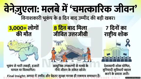 वेनेज़ुएला भूकंप: आठ दिन बाद मलबे से जीवित निकला व्यक्ति, राहत अभियान अब भी जारी