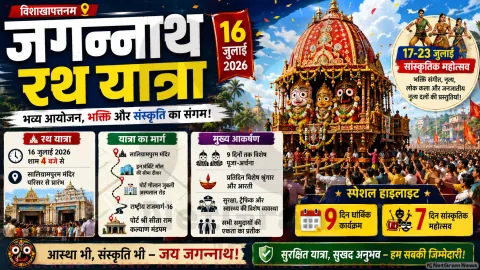 विशाखापत्तनम में 16 जुलाई को निकलेगी जगन्नाथ रथ यात्रा, सप्ताह भर चलेंगे सांस्कृतिक कार्यक्रम