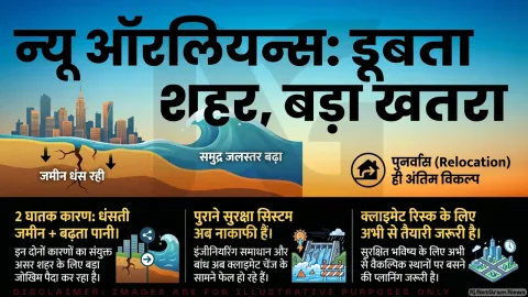 समुद्र बढ़ने और जमीन धंसने से न्यू ऑरलियन्स पर बढ़ा दबाव, विशेषज्ञों ने दी दीर्घकालिक पुनर्वास की चेतावनी