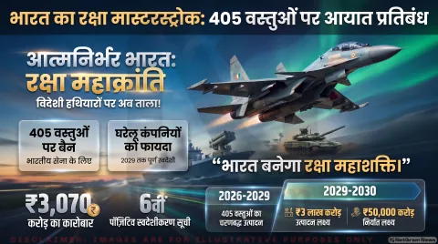 : 405 रक्षा वस्तुओं पर चरणबद्ध रोक; तुरंत पढ़ें छठी Positive Indigenisation List की पूरी डिटेल : Defence Import Ban Alert