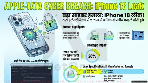 टाटा इलेक्ट्रॉनिक्स पर साइबर हमले के बाद iPhone 18 Pro और Pro Max की तस्वीरें व गोपनीय दस्तावेज लीक, Apple की बढ़ी चिंता