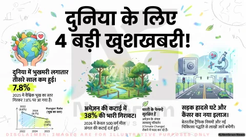 Global Good News Alert 2026: UN रिपोर्ट में दुनिया के लिए राहत भरी खबर; तुरंत पढ़ें भुखमरी, अमेज़न और रोड सेफ्टी का पूरा सच