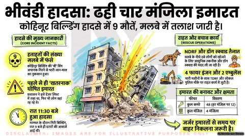 Bhiwandi Building Collapse Alert: कोहिनूर बिल्डिंग ढहने से 9 की मौत; तुरंत पढ़ें NDRF रेस्क्यू और घायलों की लिस्ट