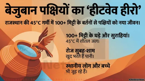 राजस्थान की गर्मी में पक्षियों के लिए फरिश्ता बना यह शख्स, 100 से ज्यादा मिट्टी के ‘वॉटर कूलर’ लगाकर बचा रहा हजारों जानें