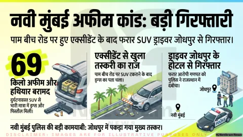 नवी मुंबई अफीम बरामदगी मामले में SUV चालक जोधपुर के होटल से गिरफ्तार