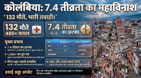 कोलंबिया में 7.4 तीव्रता के भूकंप से तबाही: 480 से ज्यादा घायल, मलबे में दबी कई जिंदगियां—पढ़ें ग्राउंड रिपोर्ट