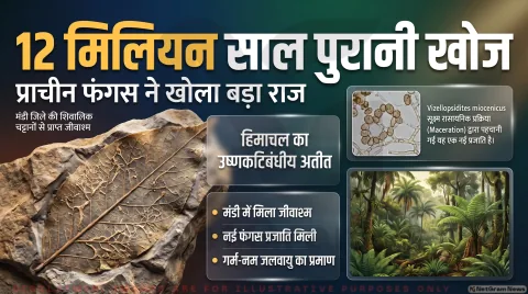 हिमाचल के मंडी में 12 मिलियन साल पुराने जीवाश्म पत्ते पर मिला दुर्लभ फंगस; शिवालिक चट्टानों का अध्ययन: Paleobotanical Discovery Alert