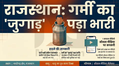 राजस्थान में गर्मी से बचने का ‘देसी जुगाड़’ बना मुसीबत, सिर में फँसा दूध का डिब्बा; वायरल वीडियो ने मचाई सनसनी