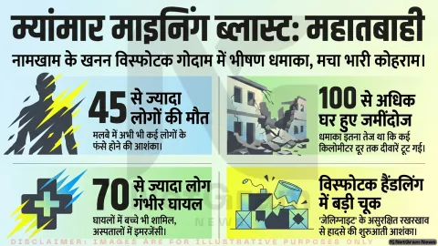 म्यांमार के नामखाम में खनन विस्फोट, 45 से अधिक लोगों की मौत