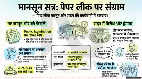 Parliament Monsoon Session 2026 Alert: पेपर लीक कानून और छात्र प्रदर्शन पर संसद में भारी हंगामा; तुरंत पढ़ें लोकसभा-राज्यसभा की रिपोर्ट