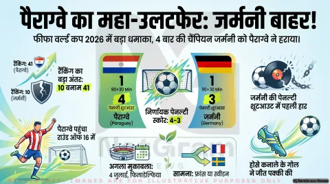 फीफा विश्व कप 2026: पैराग्वे ने जर्मनी को पेनल्टी शूटआउट में हराकर रचा इतिहास, विश्व कप का सबसे बड़ा उलटफेर