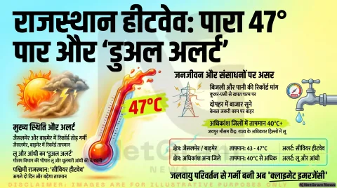 राजस्थान में भीषण गर्मी का कहर: पारा 47 डिग्री के करीब, लू और आंधी को लेकर डुअल अलर्ट जारी