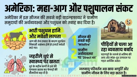 अमेरिका की सबसे बड़ी जंगल की आग से पशुपालकों पर गहरा असर, मवेशियों के नुकसान के साथ आजीविका पर संकट