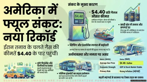 अमेरिका में पेट्रोल-डीजल कीमतें 4 साल के उच्चतम स्तर पर, ईरान तनाव का असर