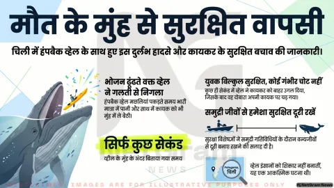 चिली में कायकिंग के दौरान युवक कुछ सेकंड के लिए व्हेल के मुंह में पहुंचा, सुरक्षित बाहर निकला