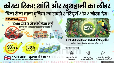 कोस्टा रिका: मध्य अमेरिका का शांतिप्रिय और प्राकृतिक सुंदरता से भरपूर देश