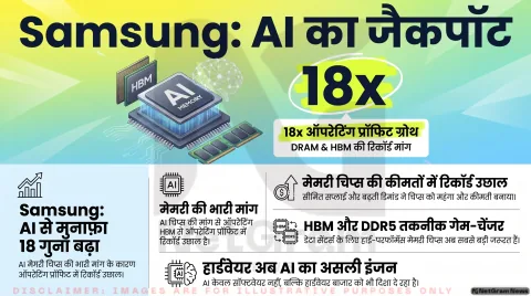 AI की बढ़ती मांग से Samsung का मुनाफ़ा 18 गुना बढ़ने का अनुमान, मेमरी चिप कारोबार में लौटी रफ्तार