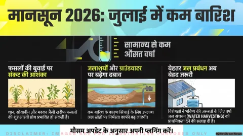 IMD का जुलाई अनुमान: देशभर में सामान्य से कम बारिश की संभावना, कृषि और जल संसाधनों पर पड़ सकता है असर