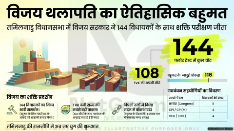 तमिलनाडु की राजनीति में बड़ा बदलाव: विजय थलापति ने विधानसभा में साबित किया बहुमत, TVK सरकार को मिला 144 विधायकों का समर्थन