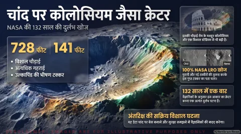 नासा के एलआरओ (LRO) ने खोजा चांद पर हाल के समय का सबसे बड़ा गड्ढा: Lunar Impact Crater Discovery Alert