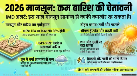 IMD की चेतावनी: 2026 में सामान्य से कमजोर रह सकता है मानसून, कम बारिश और अधिक गर्मी की आशंका