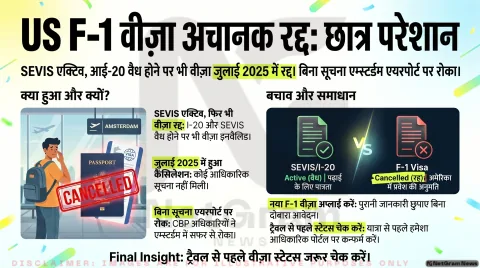 भारतीय छात्र को अमेरिका जाने से रोका गया, F-1 वीज़ा पहले ही हो चुका था रद्द