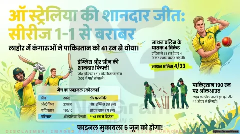 ऑस्ट्रेलिया ने पाकिस्तान को 41 रन से हराया, वनडे सीरीज 1-1 से बराबर