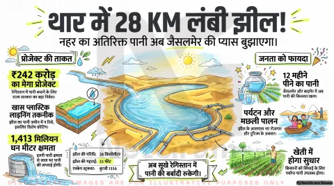Jaisalmer Water Project Alert: जैसलमेर और बाड़मेर के लिए आई सबसे बड़ी खुशखबरी! मानसून में झील में भरना शुरू हुआ पानी; तुरंत पढ़ें पूरी रिपोर्ट