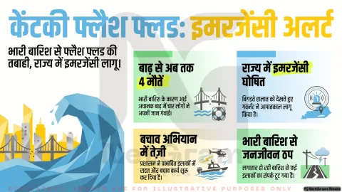 केंटकी में फ्लैश फ्लड से चार लोगों की मौत, तेज़ बारिश के बाद इमरजेंसी घोषित